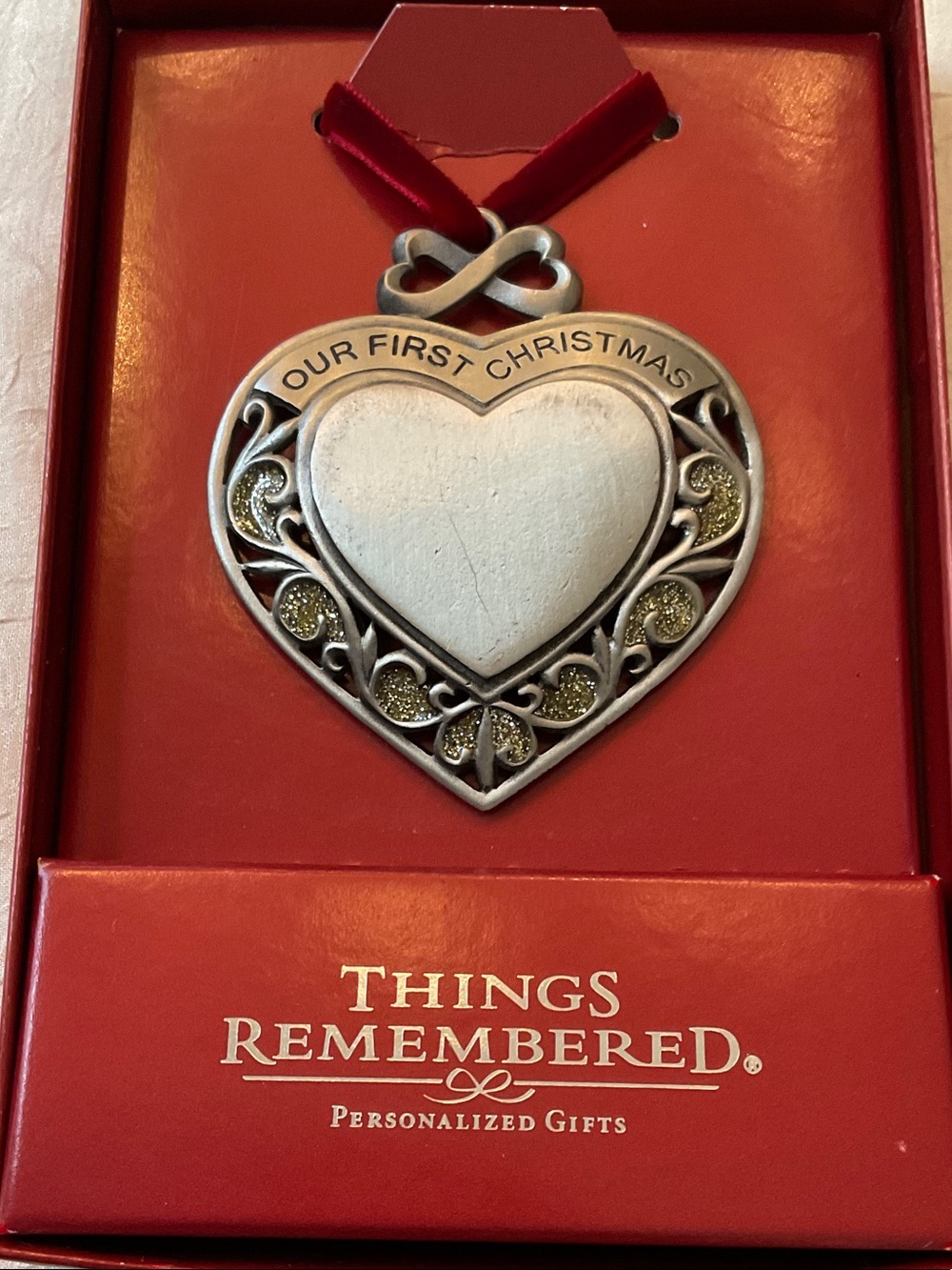 Things Remembered Pewter “Our First Christmas” Heart Ornament